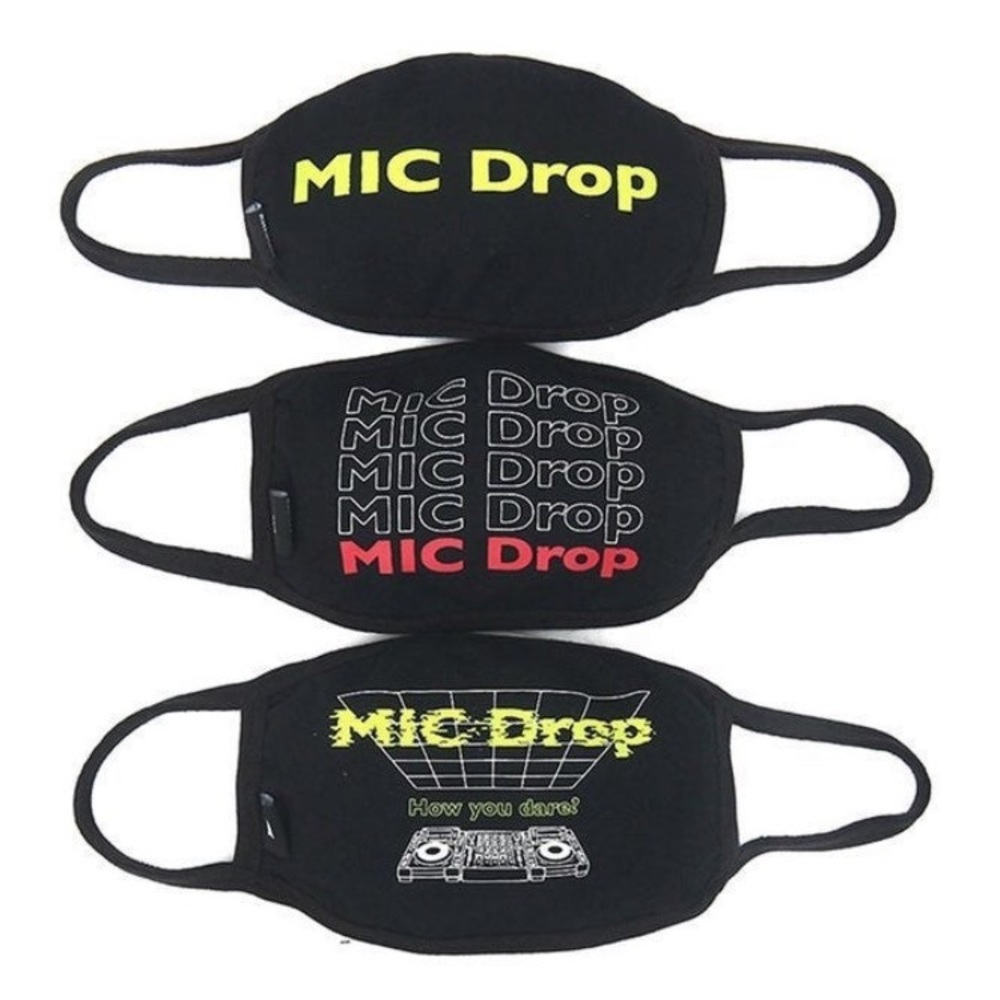 BTS Official product Goods MIC Drop 3 Type Mask pack Set Black cotton face mask